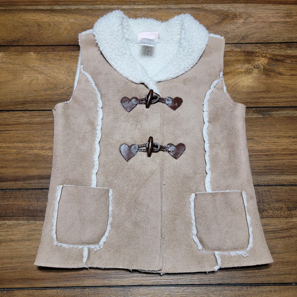 Little Lass Kids Faux Suede Brown Vest - Size 6